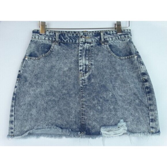 Hyfve Hyfve Hyfve Women's Skirt Denim Jean Distressed Size Medium 80s Stone Wash - Picture 1 of 5